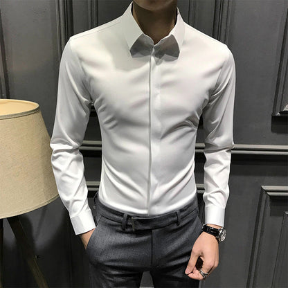 Camicia da uomo senza pieghe con bottoni