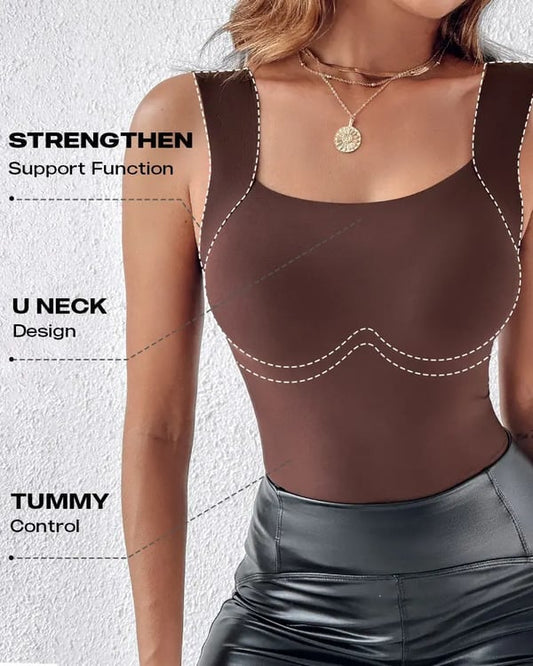 💐Canotte termiche da donna con scollo a U e reggiseno incorporato