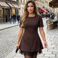 🔥Offerte speciali - Abito mini da donna con maniche corte e bordi in pizzo scintillante | Elegante e brillante