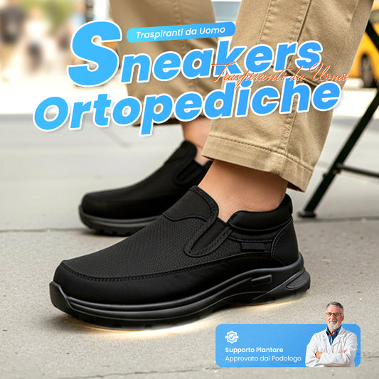 Sneakers Ortopediche Slip-On da Uomo, Traspiranti e Confortevoli con Solette in Memory Foam