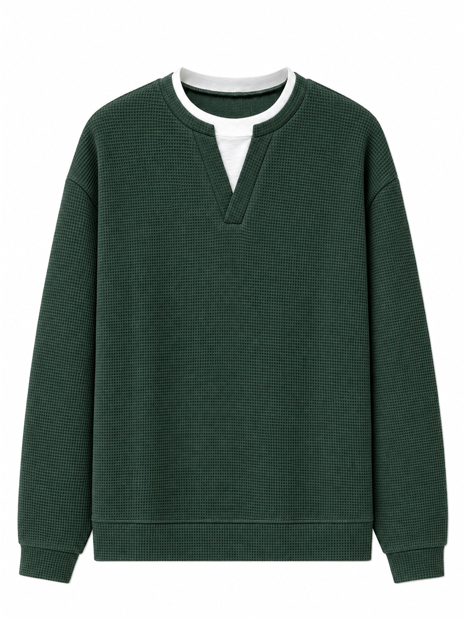 ✨ Timeless Comfort | Men's Textured Waffle Layered-Look Long-Sleeve Tee