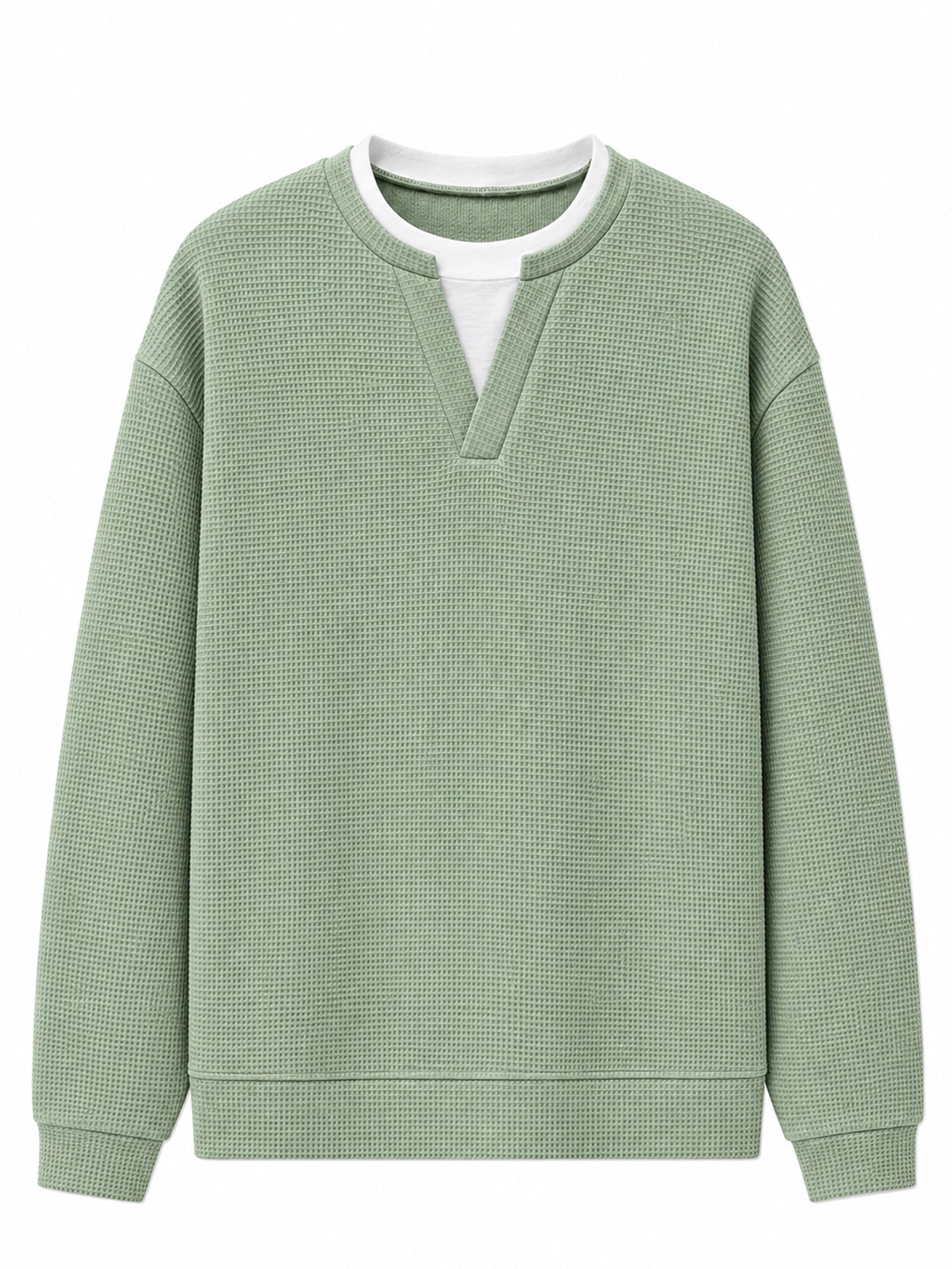✨ Timeless Comfort | Men's Textured Waffle Layered-Look Long-Sleeve Tee