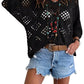 Womens Bohemian-Inspired Beige Crochet Top With V-Neck