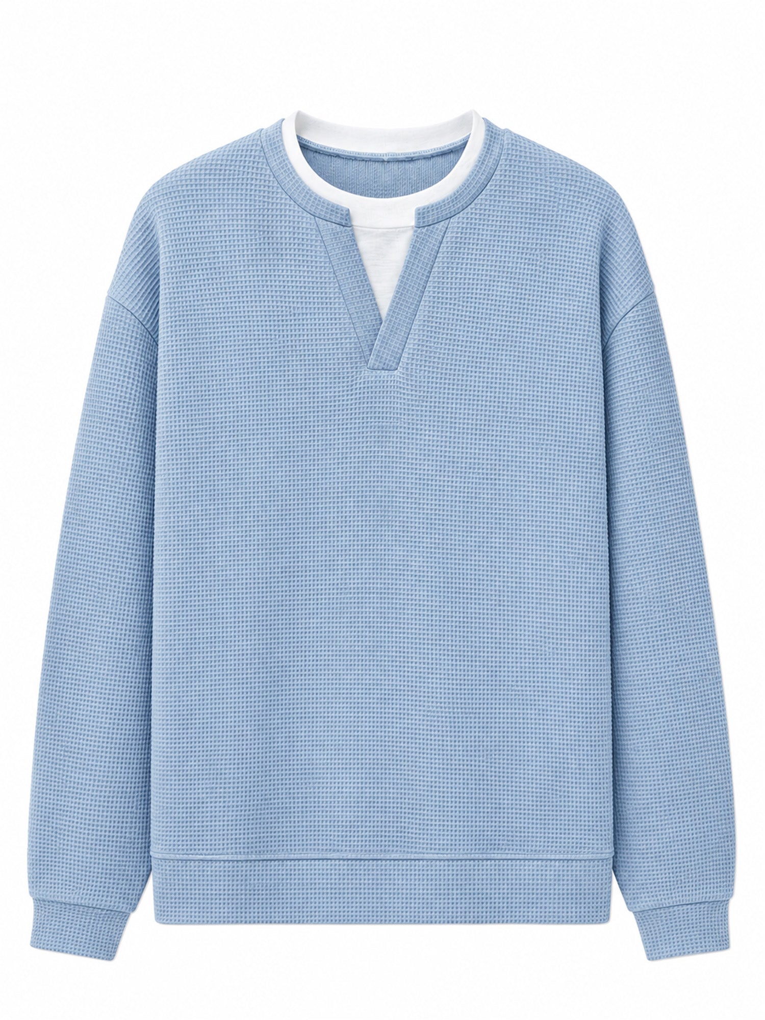 ✨ Timeless Comfort | Men's Textured Waffle Layered-Look Long-Sleeve Tee