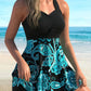 Costume da bagno a due pezzi con top con spalline e pantaloncini aderenti