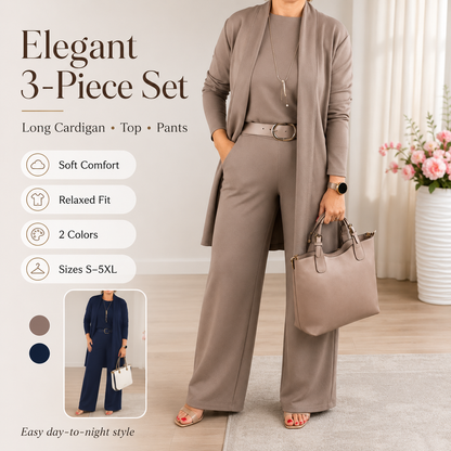New Arrival✨3-Piece Set with Short Sleeve Top, Wide-Leg Pants & Long Cardigan – Effortless Layered Style⛰️𝙁𝙧𝙚𝙚 𝙎𝙝𝙞𝙥𝙥𝙞𝙣𝙜