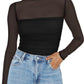 🎉Women's Sparkle Mesh Sheer Long Sleeve Ruched Top