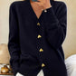 Cardigan Donna Invernale Casual in Filato di Lana con Bottoni