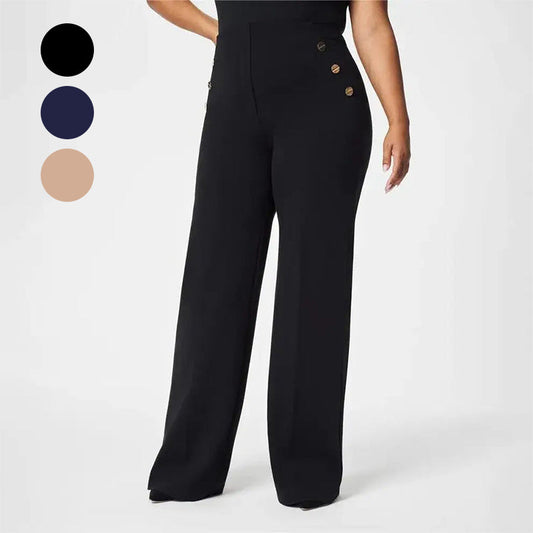 💥Saldi imperdibili - 53% di sconto💖Pantaloni da donna taglie forti elasticizzati a vita alta e gamba larga