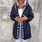 Trendy damesjas met capuchon en trekkoord in de taille