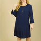 Abito casual da donna con scollo rotondo e orlo plissettato
