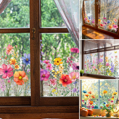 💐Adesivo per finestra con bouquet floreale colorato🖼️ (taglia personalizzabile)