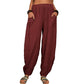 Pantaloni a Gamba Larga da Donna in Lino e Cotone
