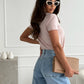 Top da donna a maniche corte con scollo a V