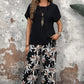 🏆SCONTO DEL 54% 🔥 Completo da donna composto da pantaloni a gamba larga con stampa floreale e top a maniche corte