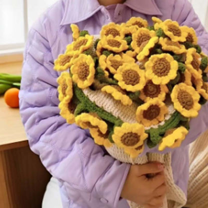 Coperta con bouquet di fiori all'uncinetto