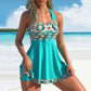 Costume da bagno a due pezzi con top con spalline e pantaloncini aderenti