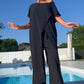 🌸Offerta a tempo limitato 62% di sconto🌷Set top e pantaloni a tinta unita con spalle scoperte👗