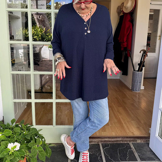 👗🍂Top da Donna con Scollo a V e Maniche Corte con Bottoni