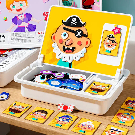Scatola Puzzle Magnetica per Bambini con Giochi e Lavagna da Disegno