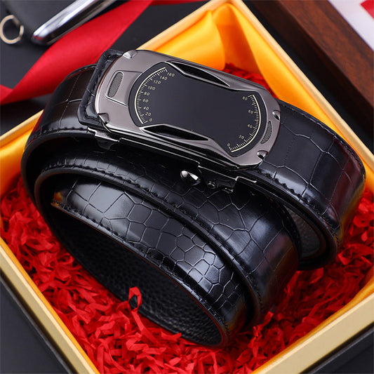 Cintura da uomo con fibbia automatica con motivo a coccodrillo