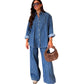 Completo donna casual a righe — Camicia e pantaloni