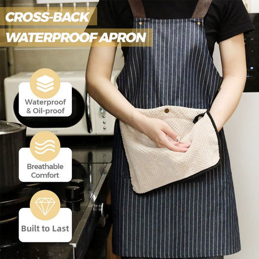 🔥Ultimi due giorni: sconto del 50%🔥Cross-Back Waterproof Apron with Detachable Hand Towel