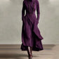 Elegante abito lungo drappeggiato asimmetrico con collo alto da donn