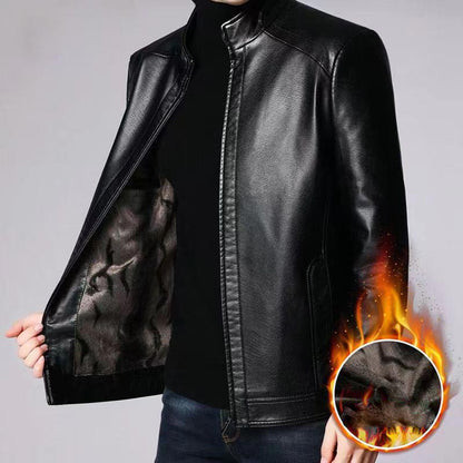 🧥 60% SCONTO ORA! 🔥 Giacca in Pelle Uomo con Fodera Peluche - Calda ed Elegante, Perfetta per l'Inverno ✨