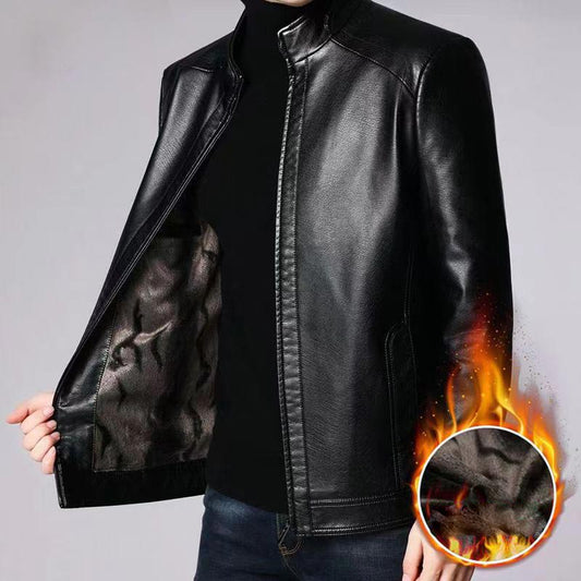 🧥 60% SCONTO ORA! 🔥 Giacca in Pelle Uomo con Fodera Peluche - Calda ed Elegante, Perfetta per l'Inverno ✨