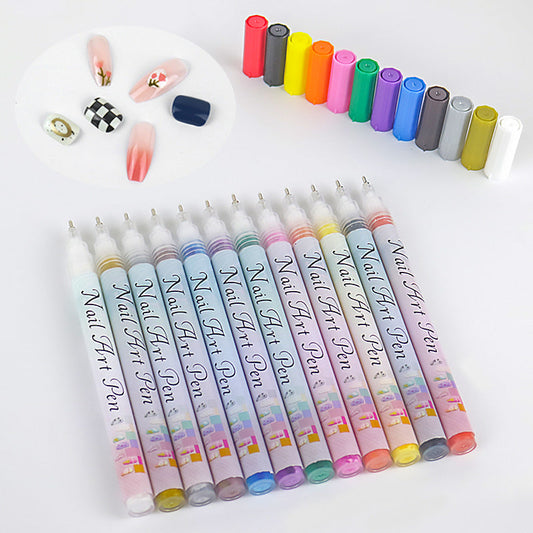 🎁Regalo di Natale🎄Set di Penne per Nail Art Professionale a 12 Colori