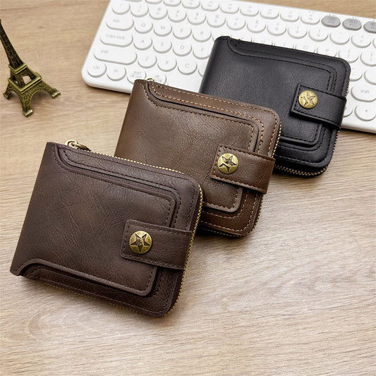 👝 SCONTO DEL 50% ORA! 🎁 Portafoglio Vintage da Uomo con Cerniera – Vera Pelle, Protezione RFID & Design Elegante per l'Uso Quotidiano ✨📦