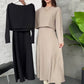 Completo da donna in maglia a 2 pezzi con abito midi senza maniche e top corto