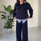 Completo Donna Due Pezzi Casual: Maglia a Maniche Lunghe e Pantaloni