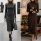 Abito bodycon a maniche lunghe con dolcevita elegante