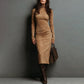 Abito bodycon a maniche lunghe con dolcevita elegante