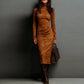 Abito bodycon a maniche lunghe con dolcevita elegante
