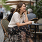 Completo due pezzi da donna composto da maglione e gonna fluida con stampa leopardata