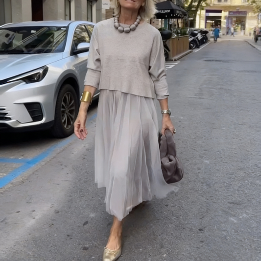 Set da donna composto da top a maniche lunghe e abito senza maniche