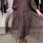 Set 2 pezzi da donna composto da top in maglia e abito in rete