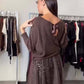Set 2 pezzi da donna composto da top in maglia e abito in rete