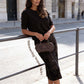Elegante top con dettaglio a fiocco e gonna con paillettes