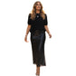 Set 2 pezzi con top lavorato a maglia e gonna con paillettes per donna