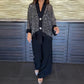 Set 2 pezzi da donna con cardigan con scollo a V e paillettes e pantaloni a gamba larga