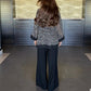 Set 2 pezzi da donna con cardigan con scollo a V e paillettes e pantaloni a gamba larga