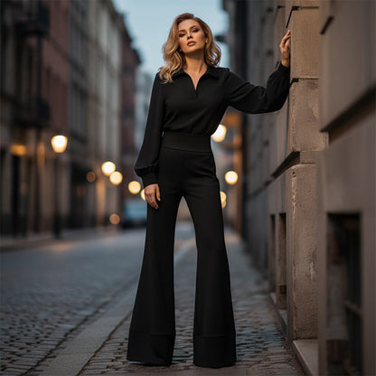 ✨🤩 Nuovi arrivi! Completo da donna con camicetta con revers e pantaloni a gamba larga: eleganza e comfort per tutti i giorni 👗