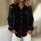 Camicia da donna a maniche lunghe con paillettes e bottoni