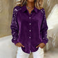 Camicia da donna a maniche lunghe con paillettes e bottoni