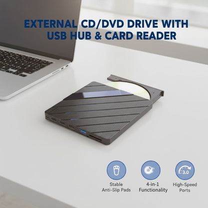 📢📢50% di sconto 💿 Unità CD/DVD Esterna Multifunzionale – RGB, 4 USB, Cavo Integrato & Design Antiscivolo! 🖥️✨
