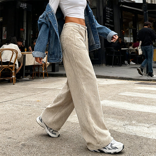 Pantaloni casual a vita alta e taglio ampio da donna